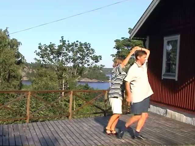 Waltz counter-clockwise turn under own arm. In the middle of the turn, when changing rotation direction