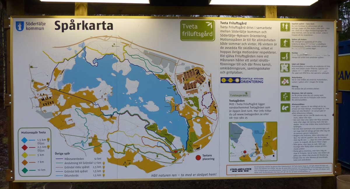 Spårkarta vid Tvetabergs friluftsgård