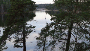 Sjön vid Eriksvik, som finns i bild från andra hållet på vandringen från Orminge och hit