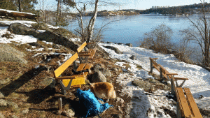 Förmiddagsfika på vandring Alvik-Hässelby 2015-02-11
