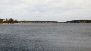 Utsikt mot Vaxholm. Rindö och Tynningö i bakgrunden