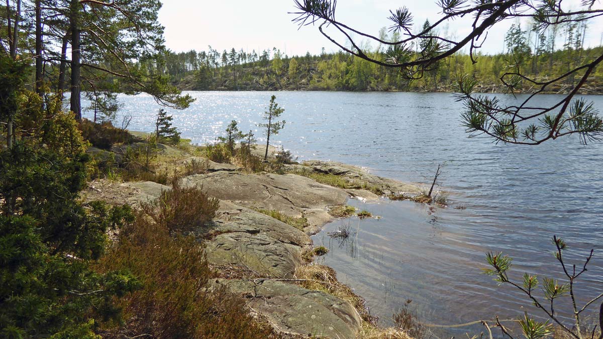 Vid Långsjön finns många fina rastplatser, också utmärkta för bad sommartid