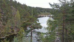 Utsikt mot gångbron mellan Dammtorpssjön och Söderbysjön
