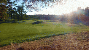 Utsikt vid förmidddagsfikat, vid golfbanans västligaste del